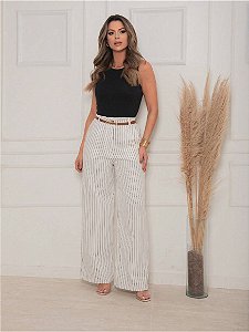 Calça Pantalona Risca de Giz Bianca