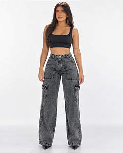 Calça Jeans Cargo Marmorizada Maya