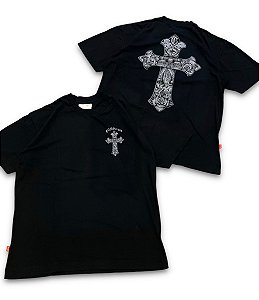 Camiseta Heavy Cruz collab Chaz CAOSART preta