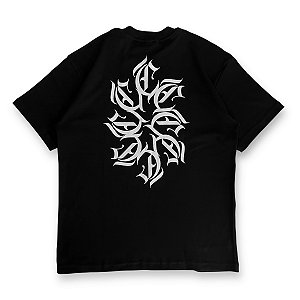 Camiseta algodão egípcio Caosart FRACTAL preta