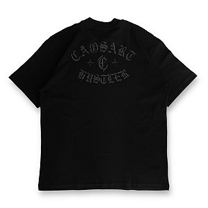 Camiseta algodão egípcio Caosart HUSTLER preta