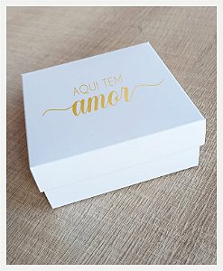 Caixa 4 doces METALIZADA - AQUI TEM AMOR - 10 unidades