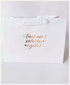Sacola Confeitaria M METALIZADA - AMOR NÃO É PALAVRA - 10 unidades
