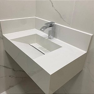 Lavatório Porcelanato 100cm x 50cm com Cuba Esculpida