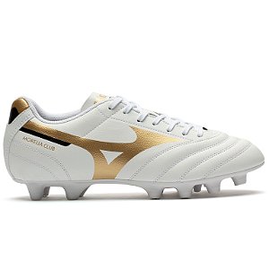 Chuteira Campo Mizuno Morelia Club Unissex - Branco + Dourado
