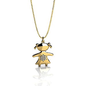Pingente de Filha Menina em Ouro PG66 (Não Acompanha Gargantilha)