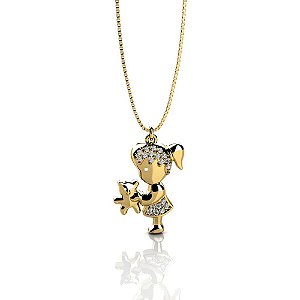 Pingente de Filha Menina em Ouro PG78 (Não Acompanha Gargantilha)