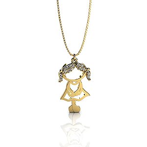 Pingente de Filha Menina em Ouro PG81 (Não Acompanha Gargantilha)