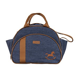 Bolsa Passeio 101 - Linho Marinho com Caramelo Cavalinho