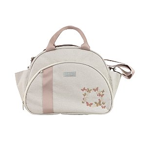 Bolsa Passeio 101 - Linho Bege/Rose Borboleta