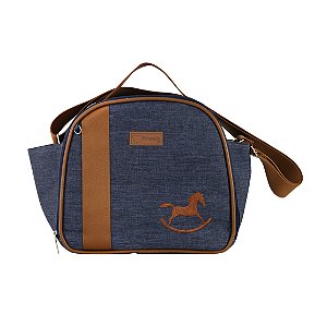 Bolsa Frasqueira 102 - Linho Marinho com Caramelo Cavalinho