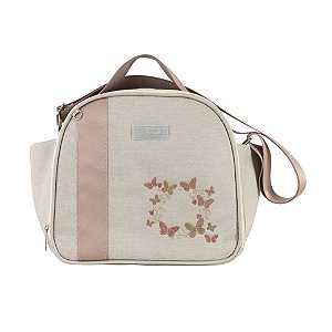 Bolsa Frasqueira 102 - Linho Bege/Rose Borboleta