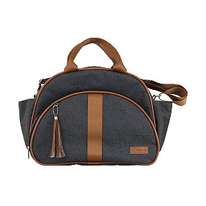 Bolsa Passeio 101  - Linho Preto/Caramelo