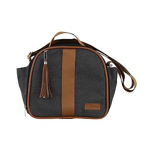 Bolsa Frasqueira 102 - Linho Preto/Caramelo