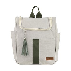 Mochila Média 105 - Linho Bege/Verde