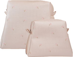 Kit Nécessaires P/M - Flores Bege