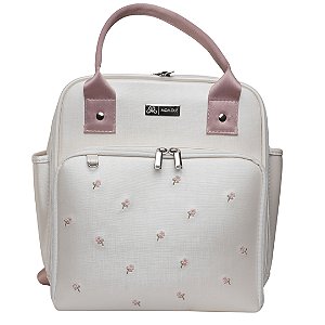 Mochila Pequena  800- Flores Branco