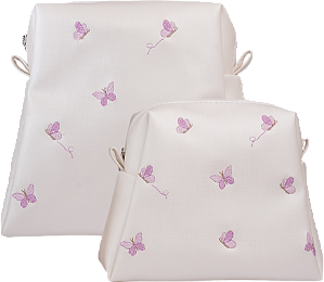 Kit Nécessaires P/M -Borboleta Branco Lilás