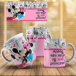 Caneca dias dos Namorado Mickey e Minnie 004-10 Adoro o seu beijo te amo princesa!