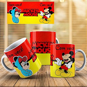 Caneca dias dos Namorado Mickey e Minnie 008-10 Sem você com você!