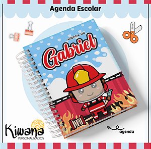 AGENDA ESCOLAR BOMBEIRO NOME PERSONALIZAVEL