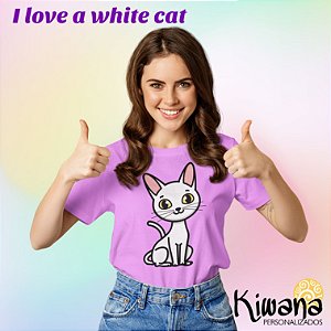 Camiseta I love a white cat