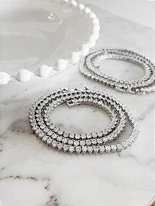 Colar RIVIERA 3 pontas Ródio (45cm)