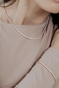 Colar Riviera 3 pontas | 2mm Ouro (41cm)