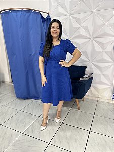 Vestido Midi Plus Size Moda Evangélica Malha plisse