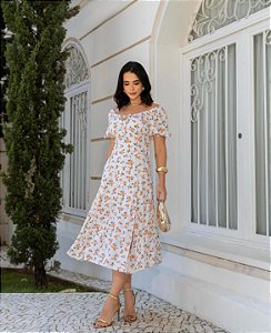 Vestido Midi Camponesa Evangélica Feminina