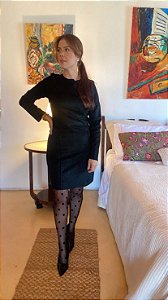 Vestido curto suede manga longa