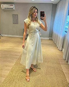 Vestido com zíper e cinto