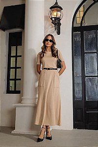 Conjunto Feminino Moletinho saia longa e t-shirt