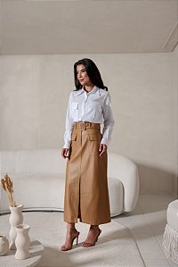 Camisa Branca de Tricoline com bolsos