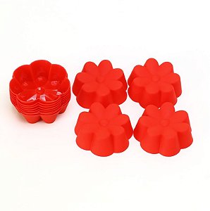 Formas para Cupcakes em Silicone Flor 12 unidades