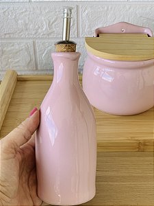 Porta Azeite em Cerâmica Liso Rosa