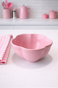 Tigela Flor em Cerâmica Rosa 500ml