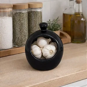 Porta Alho ou Saleiro Gourmet Cerâmica Preto