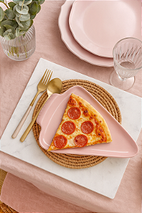 Prato em Cerâmica para Pizza Rosa