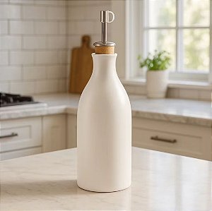 Porta Azeite em Cerâmica Branca Lisa