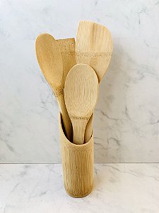 Jogo Utensílios de Cozinha em Bambu 5 peças