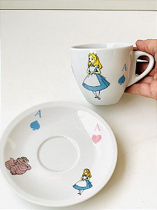 Xícara de Chá com Pires em Porcelana Alice 200ml