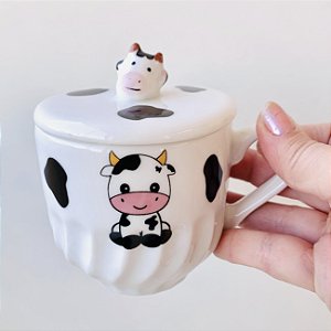 Caneca em Porcelana para Chá com Tampa Vaquinha