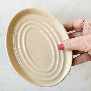 Descanso para Utensílios Oval Cerâmica Areia