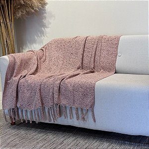 Manta Decorativa em Chenille-Rosa Seco-1,80x1,20.