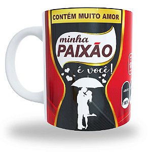 Caneca porcelana "minha paixão é você"