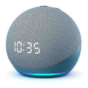 Echo Dot (4ª Geração) com Relógio e Alexa - Smart Speaker Azul - Amazon