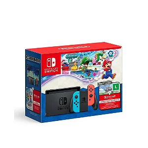 Console Nintendo Switch + Super Mario Bros. Wonder + 3 Meses de Assinatura Nintendo Switch Online
