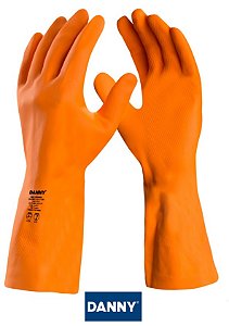 Luva Max Orange Látex Danny CA11826 Reforçada com Forro DA208D (CA 11826)