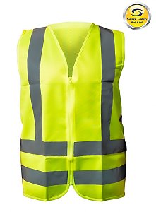 Colete Refletivo Amarelo Fluorescente Super Safety HI-VIS Sem Bolso Com Zíper